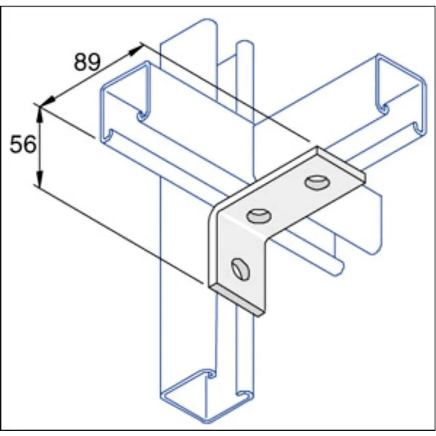 Bracket 90 Degree 3 Hole 89 x 56mm Steel Hot Dipped Galvanised