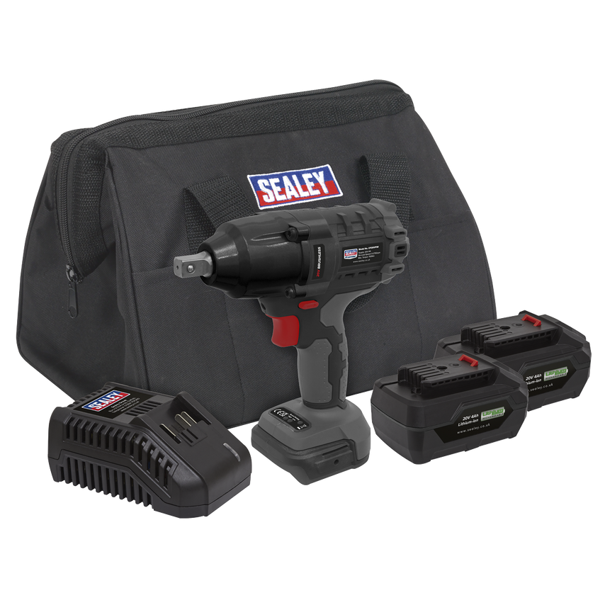 Brushless Impact Wrench Kit 1/2" Sq Drive 700nm 20V - 2 Batteries