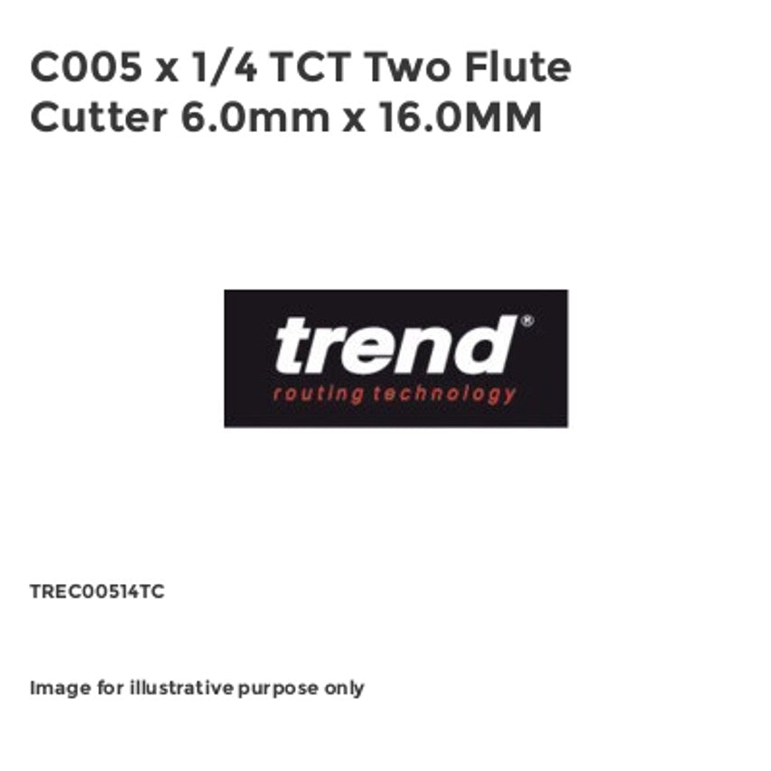 C005 x 1/4 TCT Two Flute Cutter 6.0mm x 16.0MM