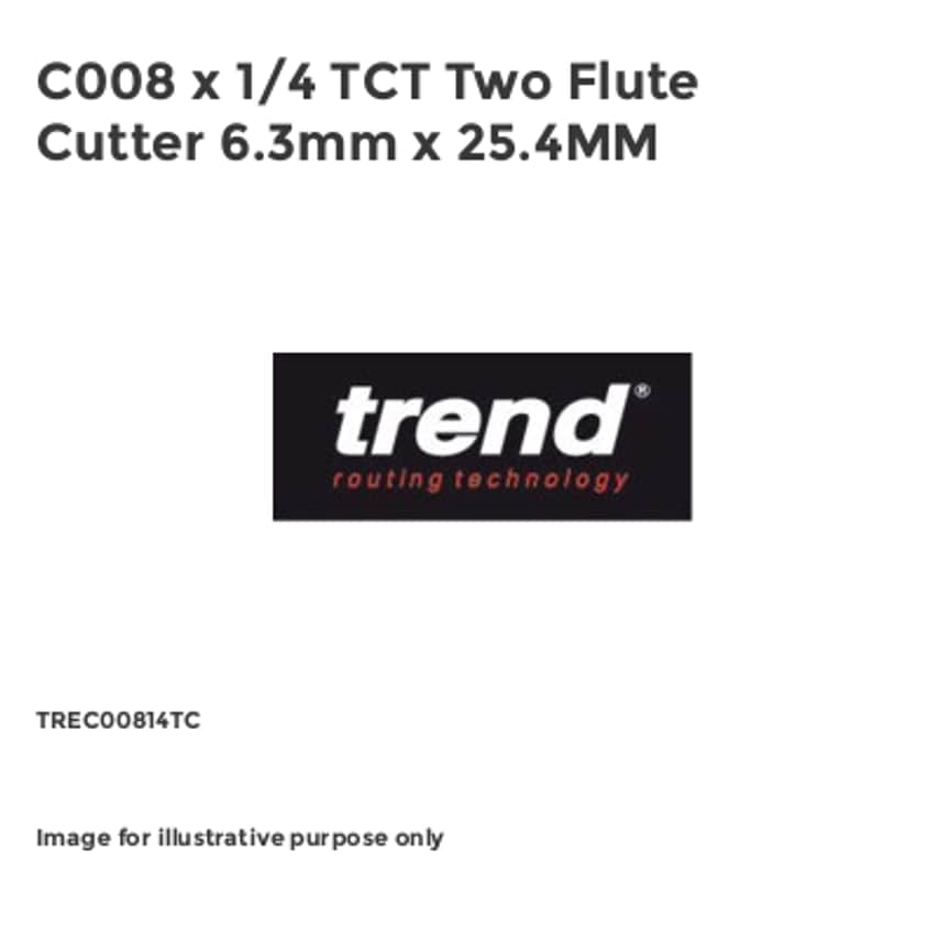 C008 x 1/4 TCT Two Flute Cutter 6.3mm x 25.4MM