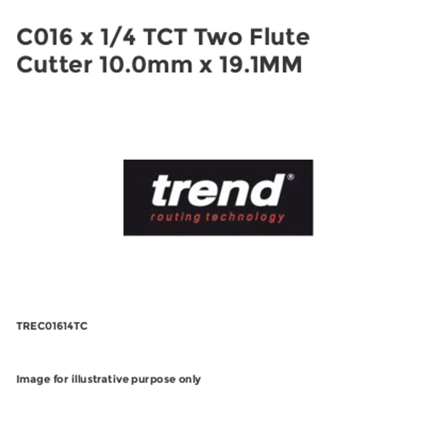 C016 x 1/4 TCT Two Flute Cutter 10.0mm x 19.1MM
