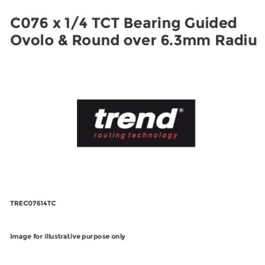 C076 x 1/4 TCT Bearing Guided Ovolo & Round over 6.3mm Radiu