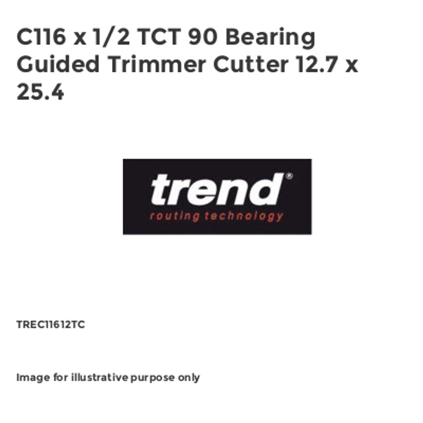 C116 x 1/2 TCT 90 Bearing Guided Trimmer Cutter 12.7 x 25.4