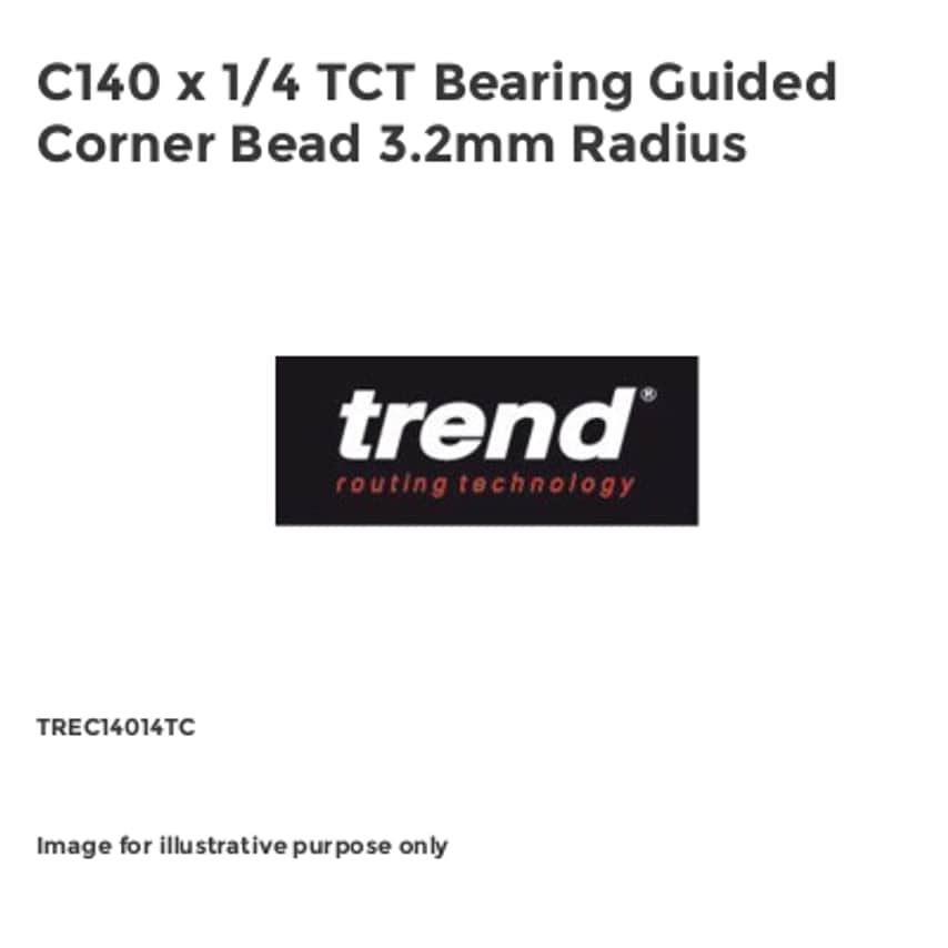 C140 x 1/4 TCT Bearing Guided Corner Bead 3.2mm Radius