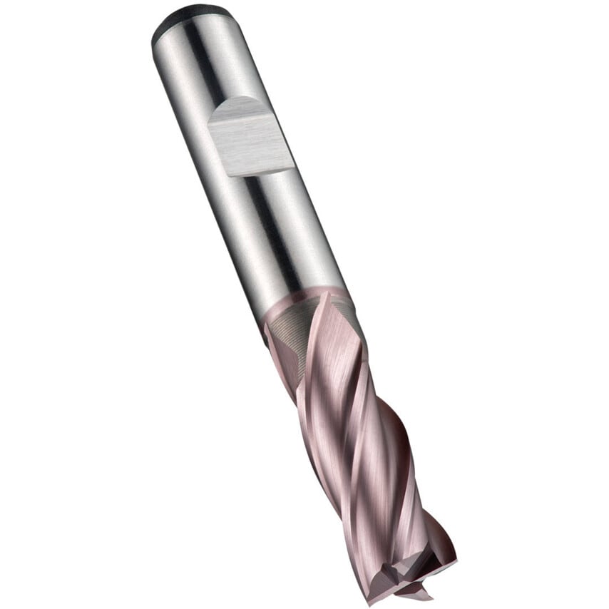 C246 4.00mm HSS-E Flatted Shank Multi Flute End Mill - TiCN Coated DIN 844K