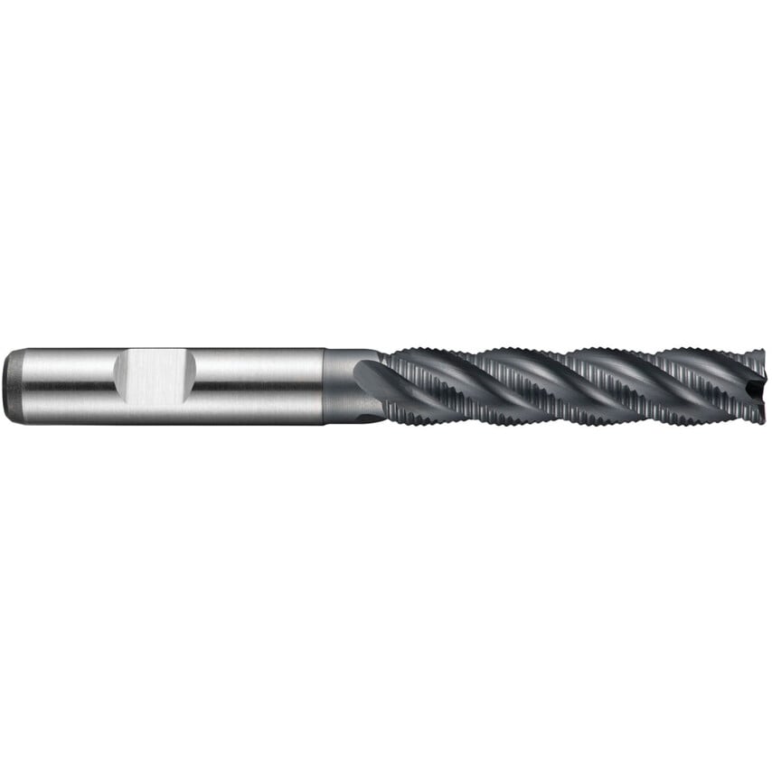 C492 18.00mm HSS-E Flatted Shank Multi-Flute Long Series Roughing End Mill - Alcrona Coated DIN 844L