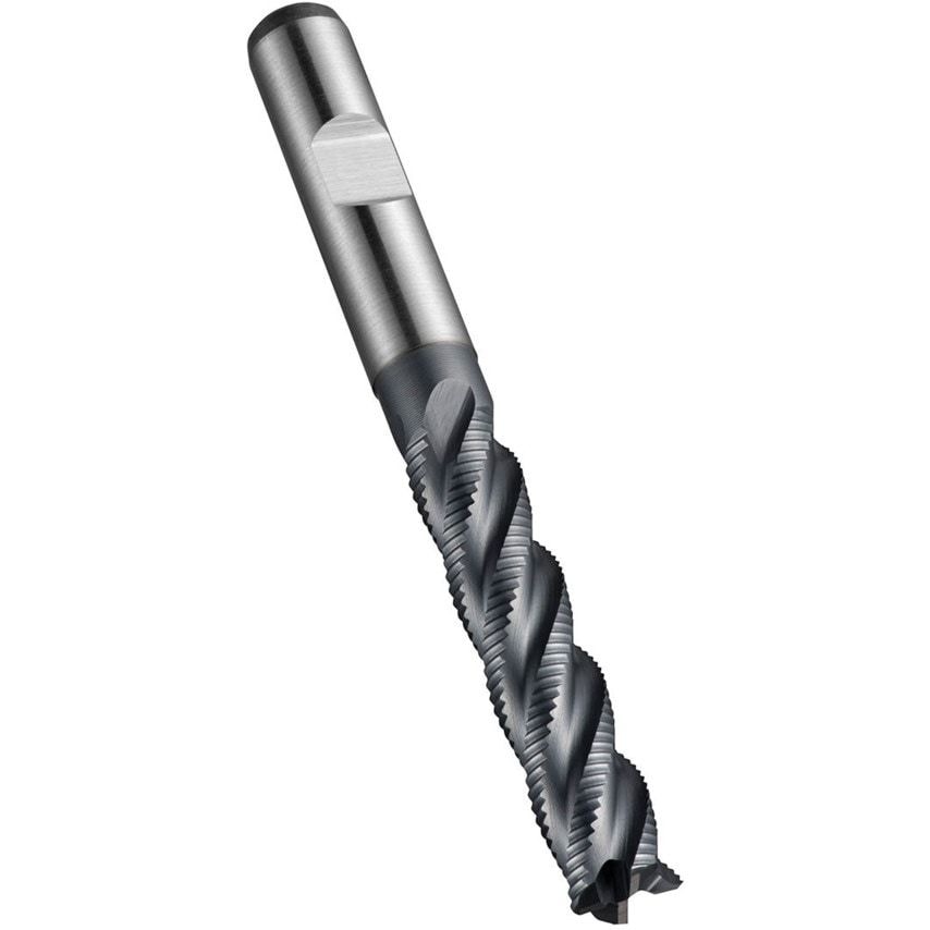 C492 20.00MM HSS-E Flatted Shank Multi-flute Long Series Roughing End Mill - Alcrona Coated DIN 844 L