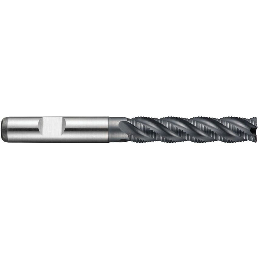 C492 20.00MM HSS-E Flatted Shank Multi-flute Long Series Roughing End Mill - Alcrona Coated DIN 844 L