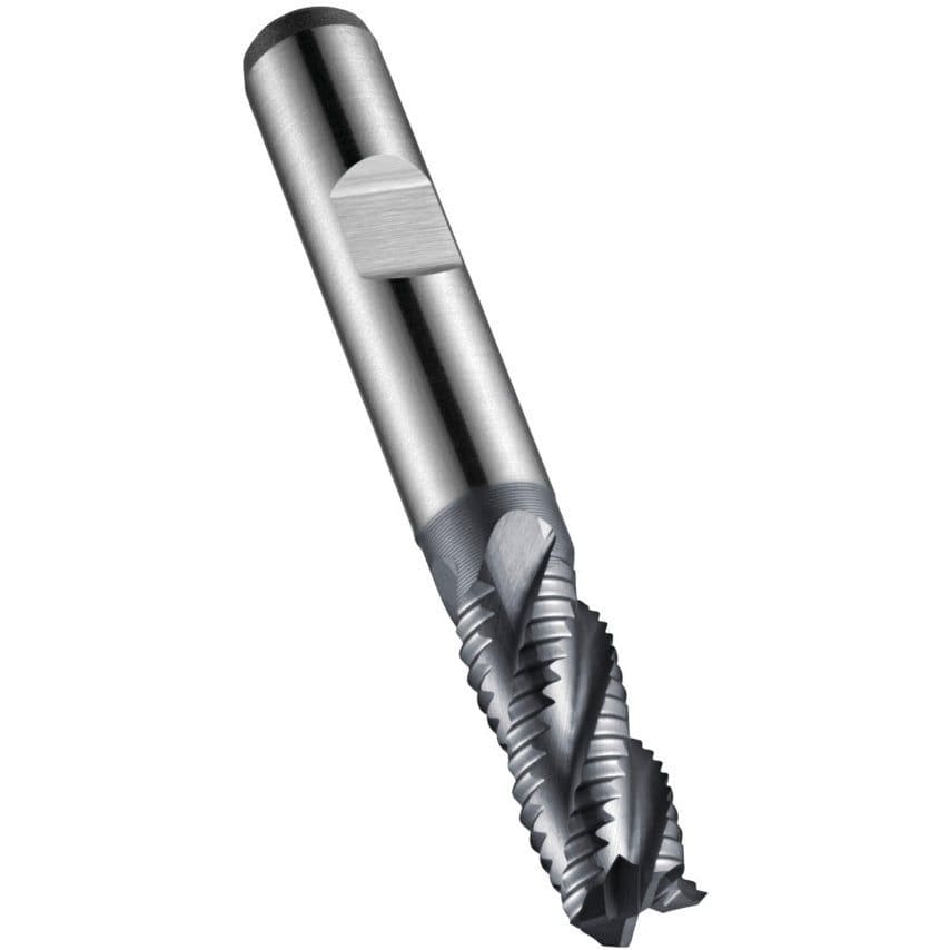 C908 14.00MM HSS-E Flatted Shank Multi Flute Roughing End Mill - Alcrona Coated DIN 844 K