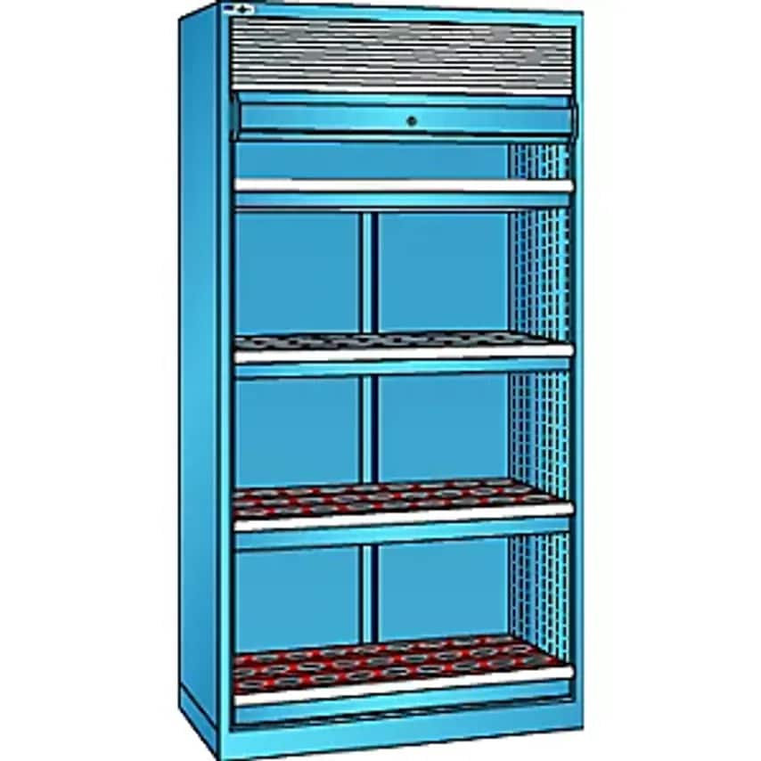 CNC Cupboard With Roller Shutter - 4 Drawers - Light Blue RAL 5012