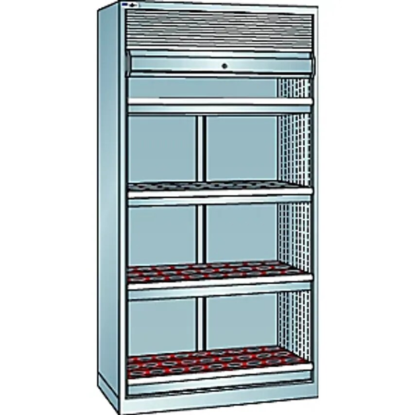 CNC Cupboard With Roller Shutter - 4 Drawers - Light Grey RAL 7035