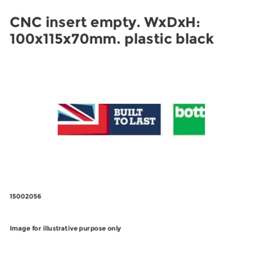 CNC insert empty. WxDxH: 100x115x70mm. plastic black