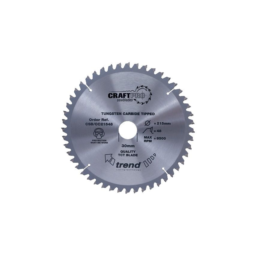 CSB/CC21624 TCT CraftPro Mitre Saw Crosscut Blade,  Negative Hook for a Med/Coarse Finish in Wood Based Materials. 216 x 30mm x 24T
