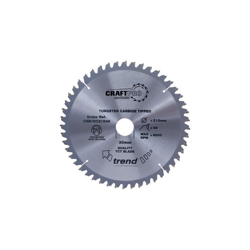 CSB/CC30548 TCT CraftPro Mitre Saw Crosscut Blade,  Negative Hook for a Medium Finish in Wood Based Materials. 305 x 30mm x 48T