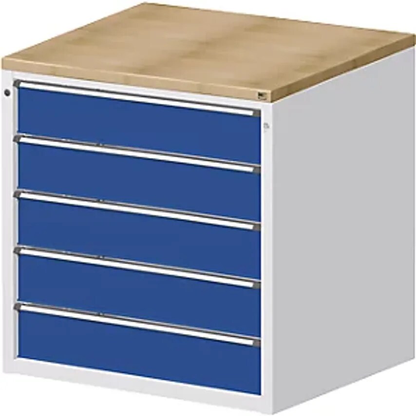 Cabinet For Material And Tool Dispensing Counter, 5 X 180mm Drawers, Grey/Blue