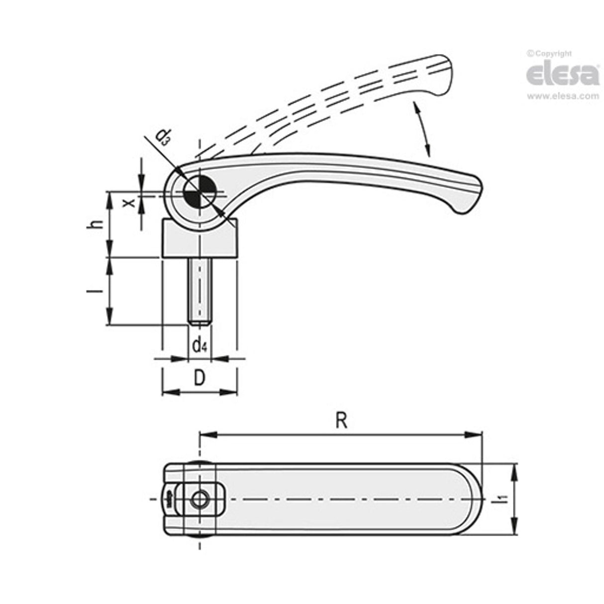 Cam lever-LAC.63-p-M5x50