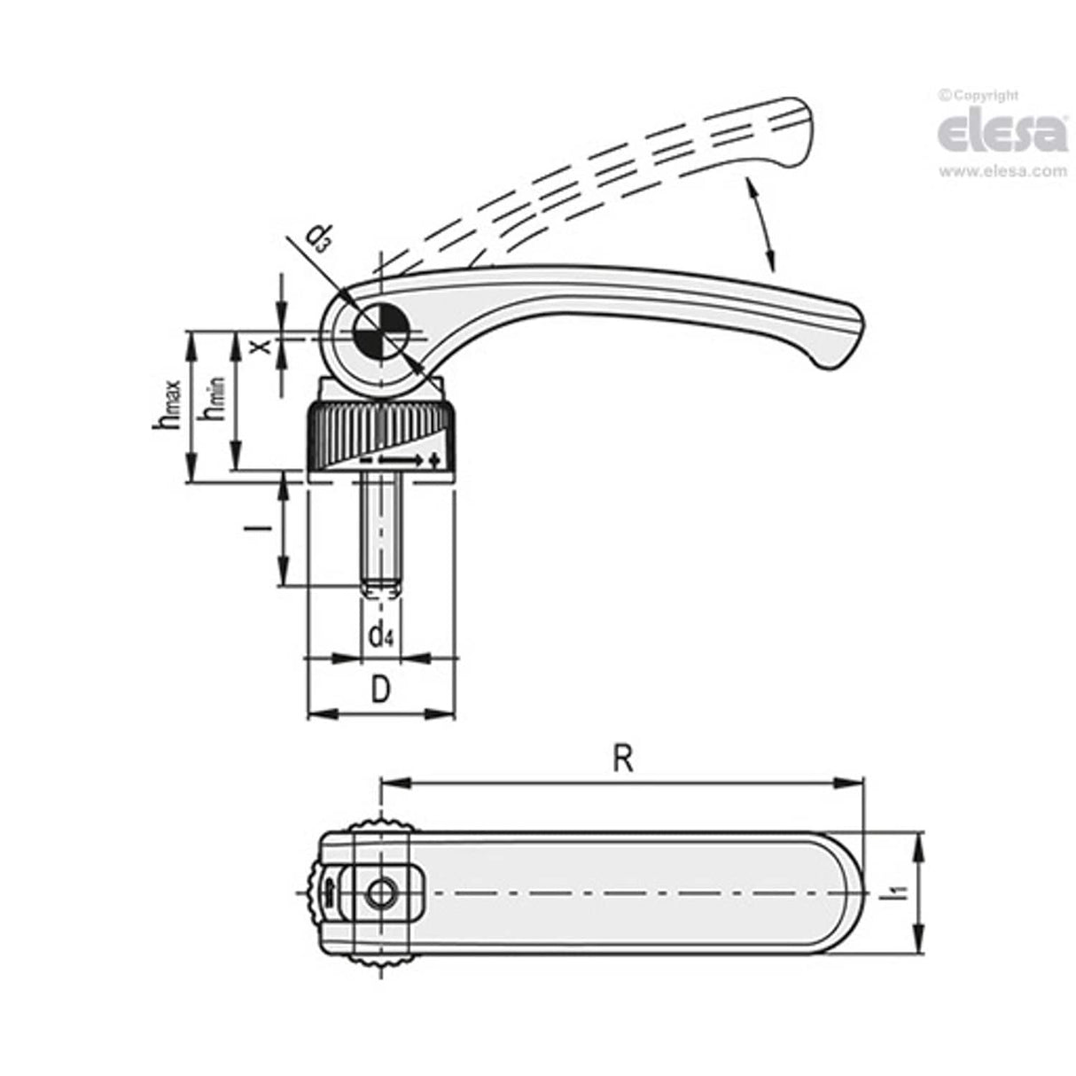 Cam lever-LAC.63-p-M6x20-R