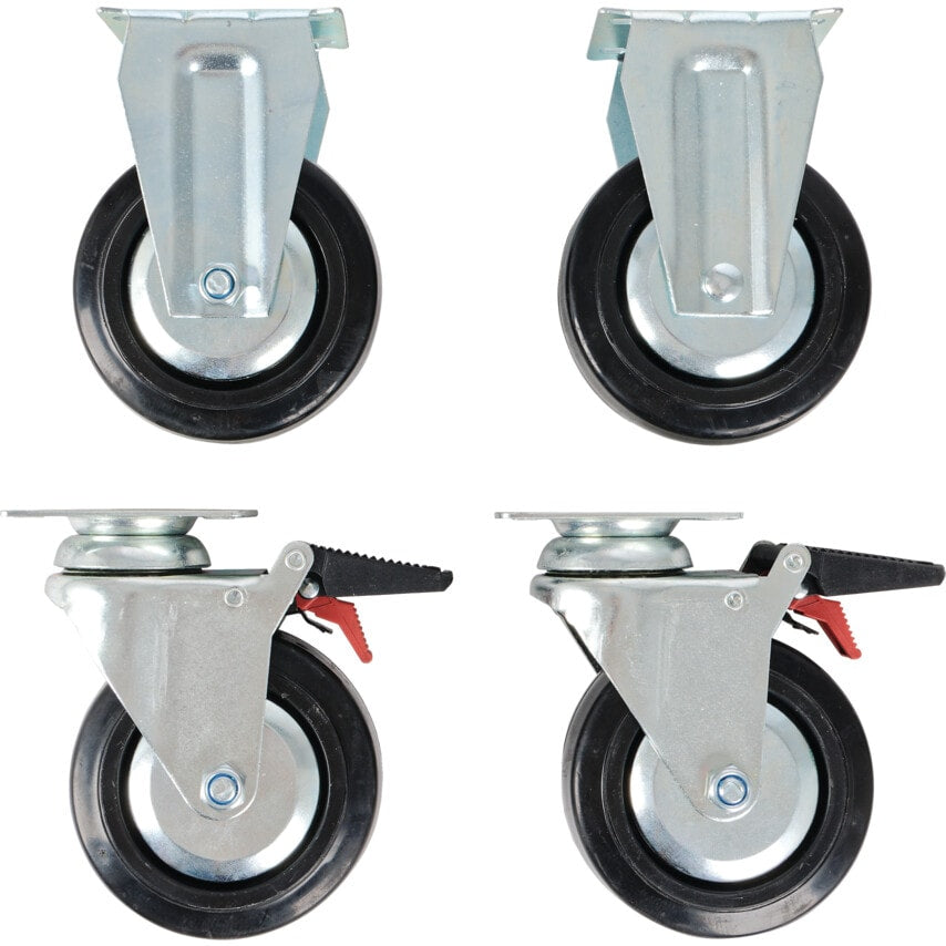 Castors 5X2 TPR 2 X Fix, 2XSWIV, Full Brake: Ken Pro