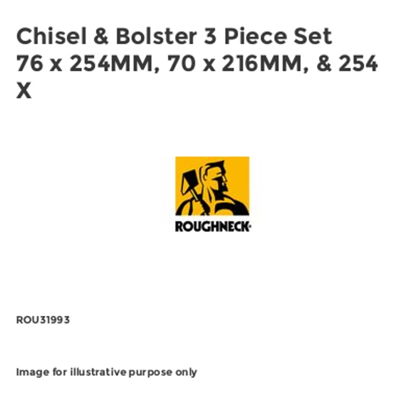 Chisel & Bolster 3 Piece Set 76 x 254MM, 70 x 216MM, & 254 X