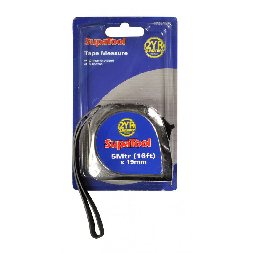 Chrome Plated Tape Measure 5m x 19mm