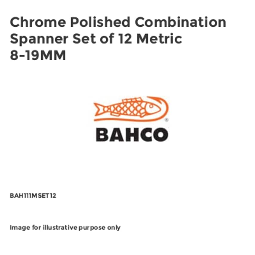 Chrome Polished Combination Spanner Set of 12 Metric 8-19MM