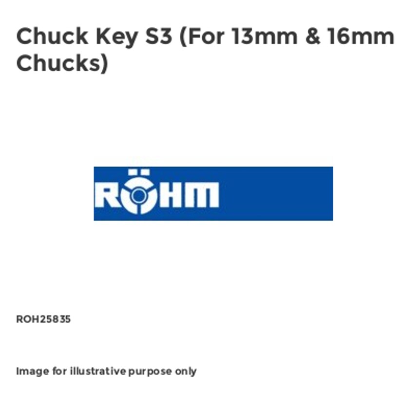 Chuck Key S3 (For 13mm & 16mm Chucks)