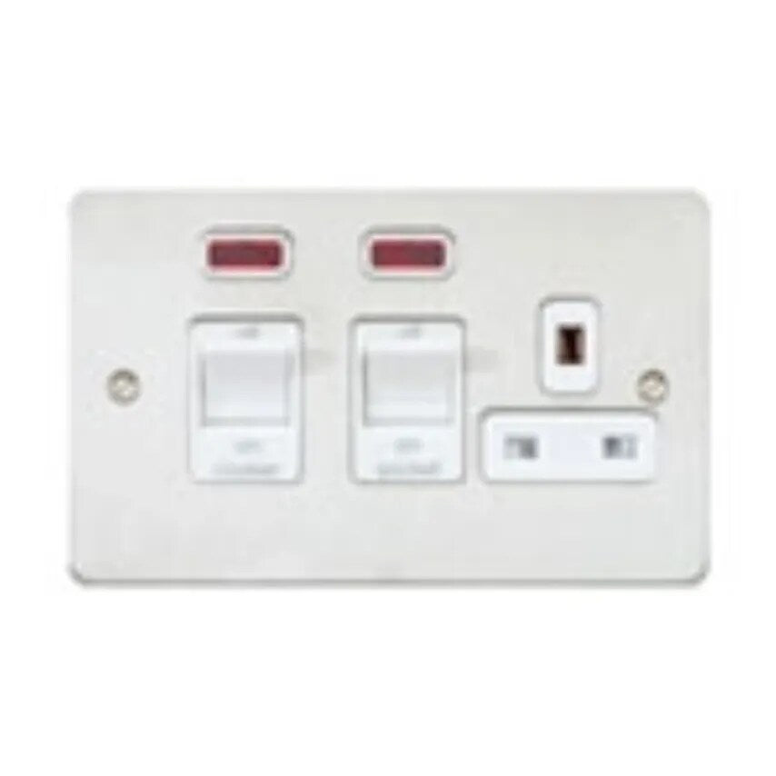 Ckr Control Switch DP Main Switch and socket Neon 45A Lacquered Brs - K14361LBSW