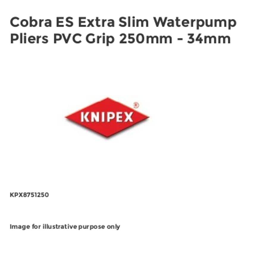 Cobra ES Extra Slim Waterpump Pliers PVC Grip 250mm - 34mm KPX8751250