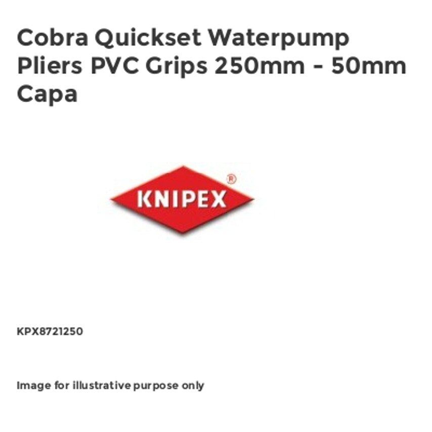 Cobra Quickset Waterpump Pliers PVC Grips 250mm - 50mm Capa