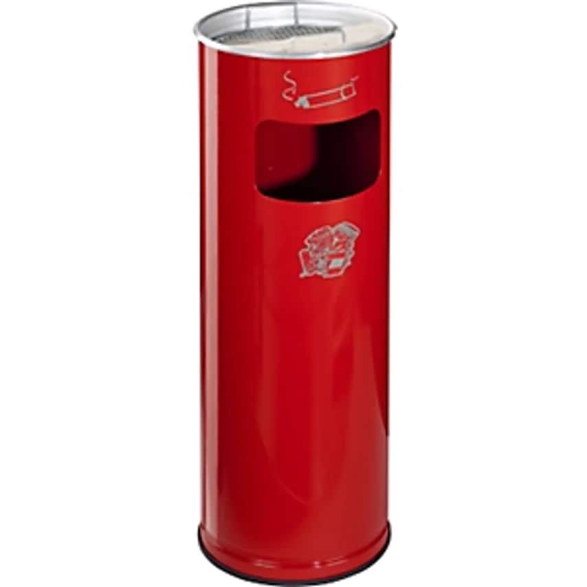 Combination Ashtray, Capacity 17 L, Hx660 X 230mm, Sheet Steel, Flame Red