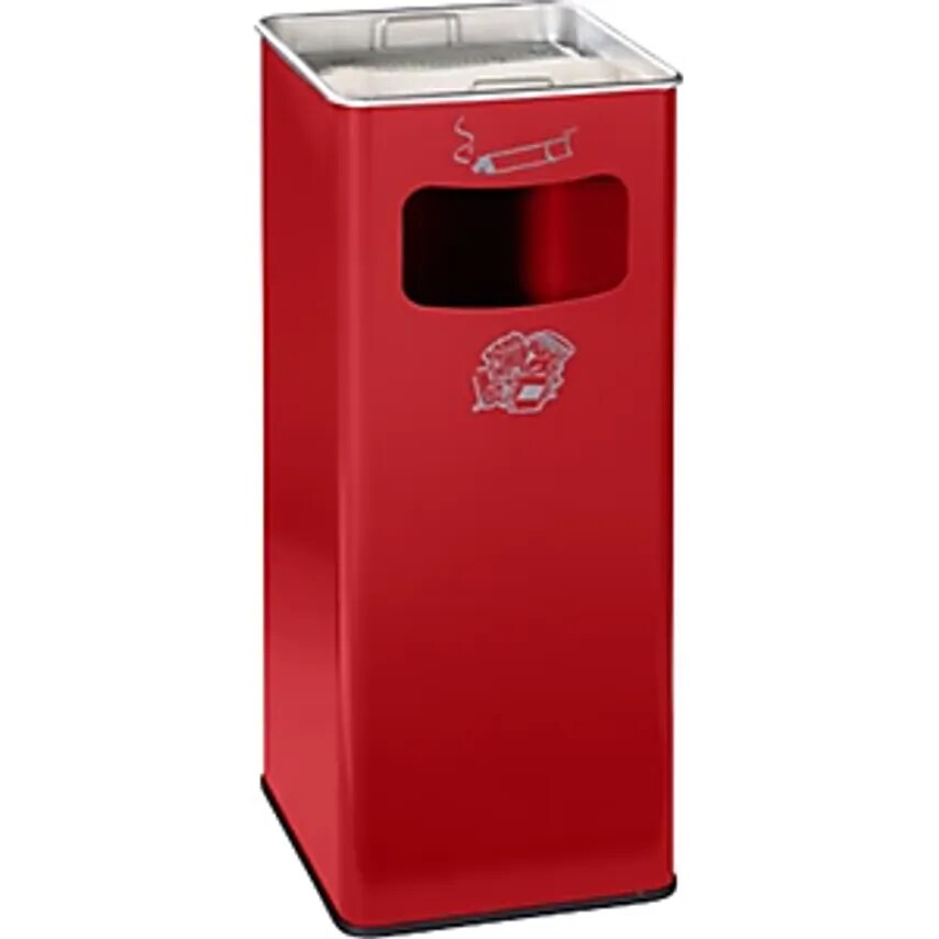 Combination Ashtray, Capacity 53 L, WxHxD 330 X 705 X 330mm, Sheet Steel, Flame Red