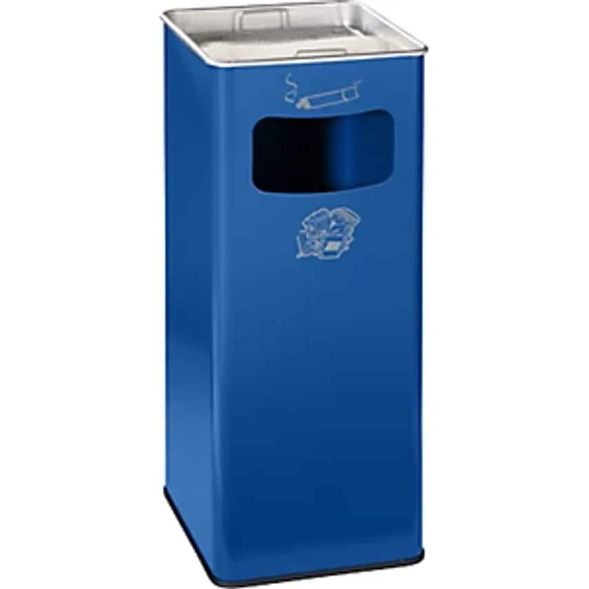 Combination Ashtray, Capacity 53 L, WxHxD 330 X 705 X 330mm, Sheet Steel, Gentian Blue