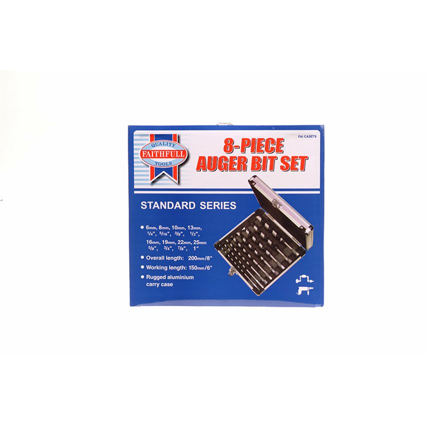 Combination Wood Auger Bit Set, 8 Piece 6-25mm FAICASET8