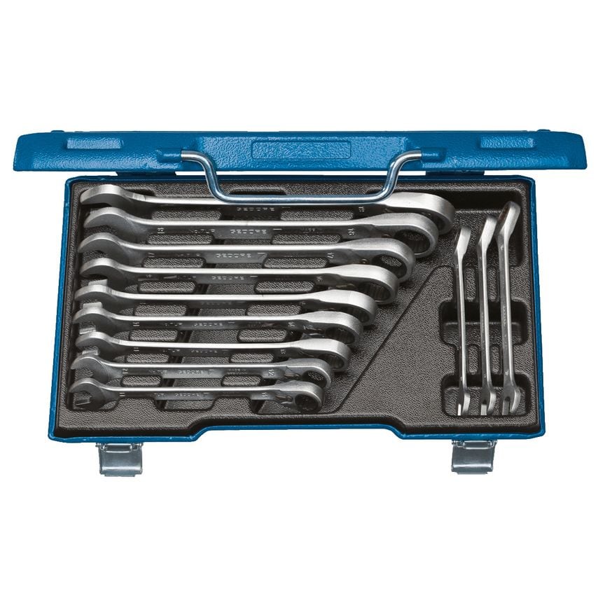 Combination ratchet spanner set, reversible