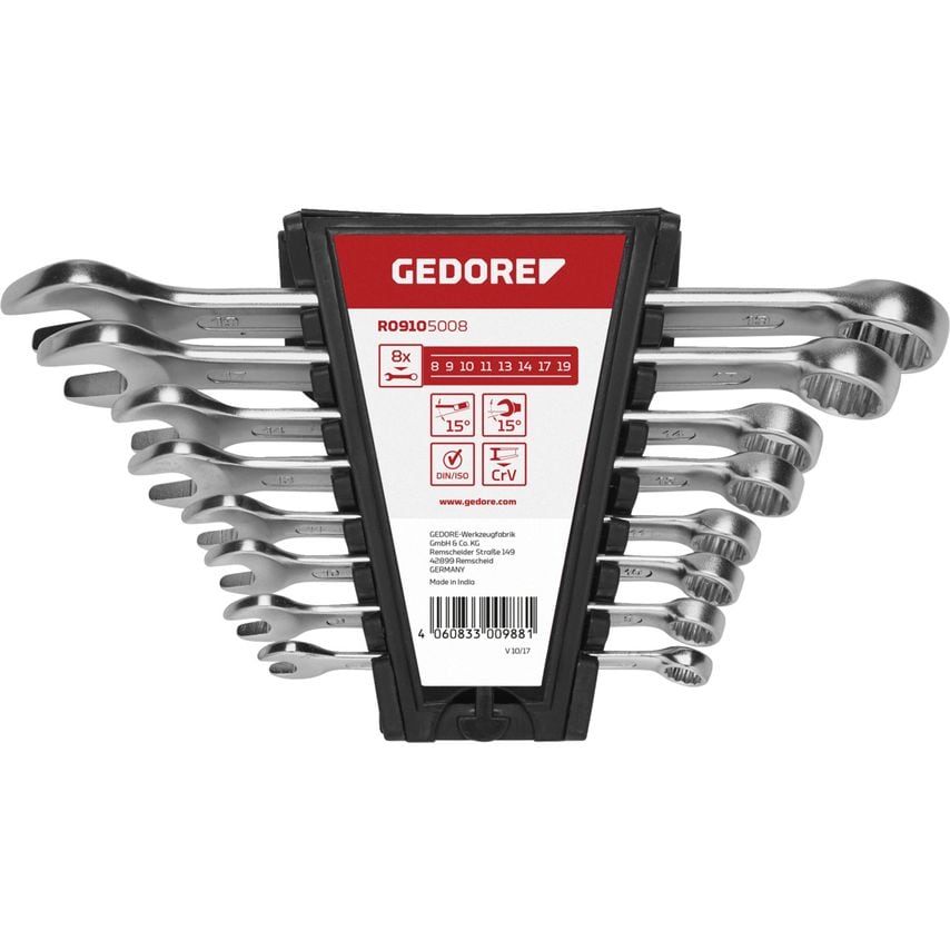 Combination spanner set size9-19mm 8pcs