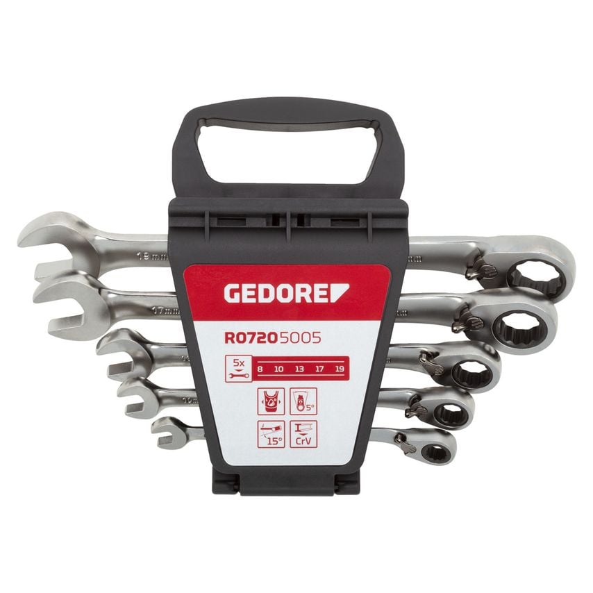 Comb.ratchet span.set rev. 8-19mm 5pcs