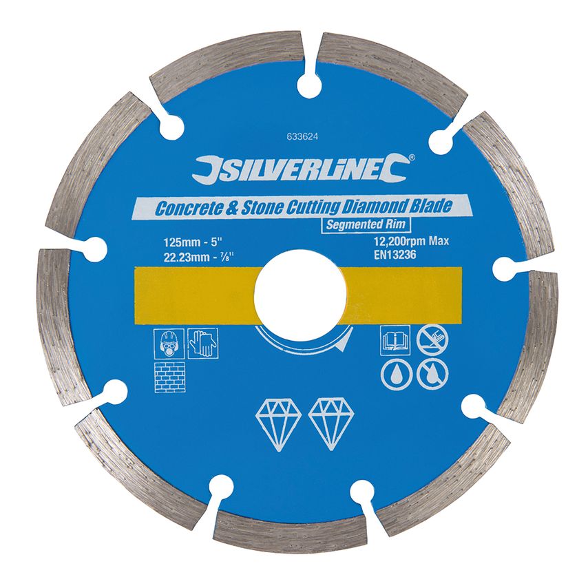 Concrete & Stone Cutting Diamond Blade 125 X 22.23mm Segmented Rim