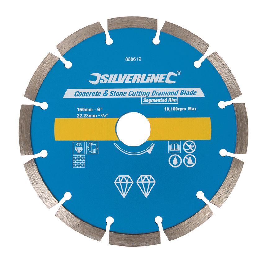 Concrete & Stone Cutting Diamond Blade 150 X 22.23mm Segmented Rim