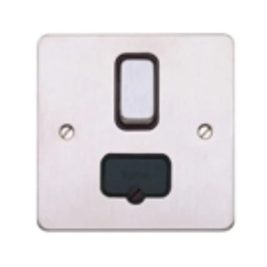 Connect Unit DP Switched FSD 13A Lacquered Brushed Steel White Insert