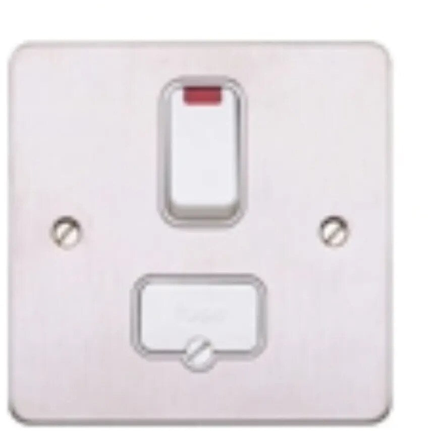 Connect Unit DP Switched FSD Neon 13A Lacquered Brushed Steel Black