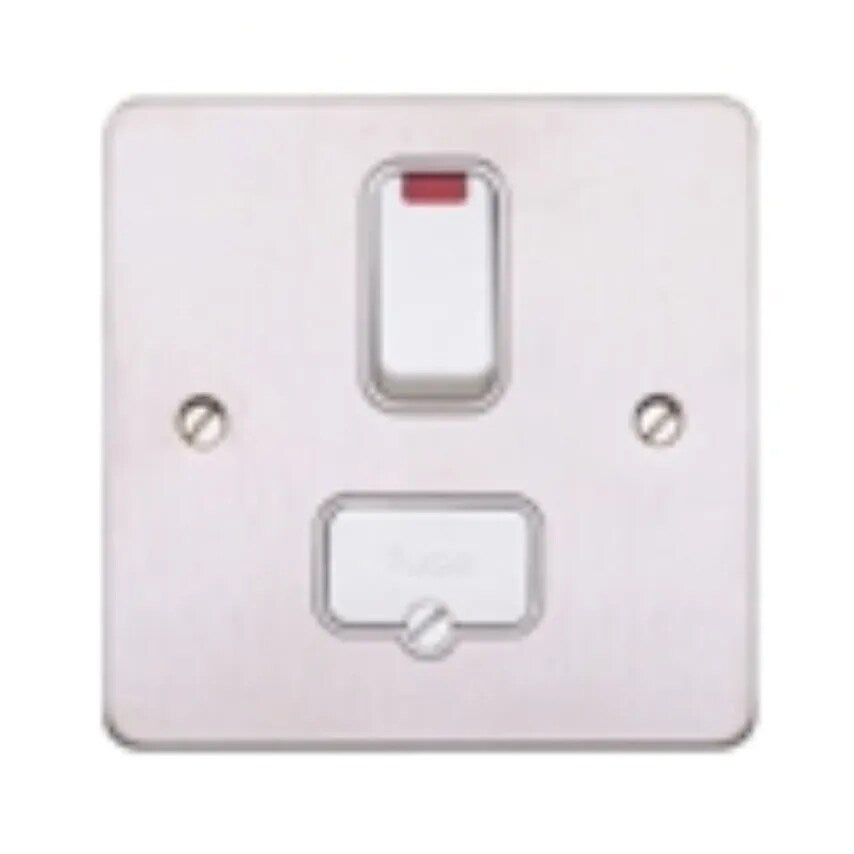 Connect Unit DP Switched FSD Neon 13A Lacquered Brushed Steel White