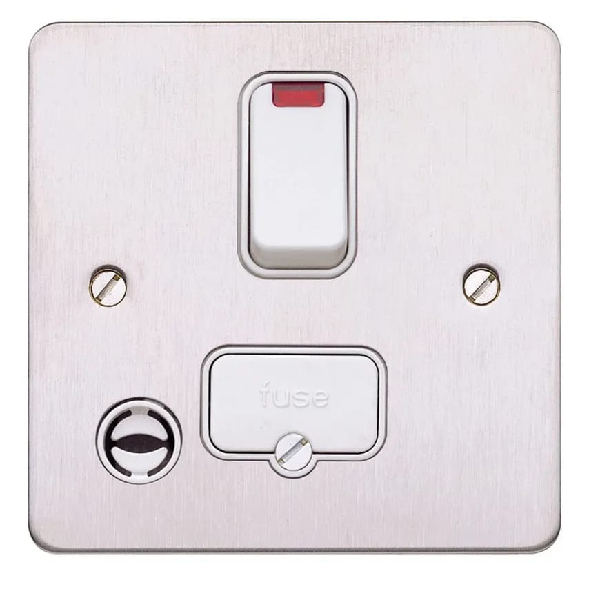 Connect Unit DP Switched FSD Neon and fo 13A Brushed Stainless Steel White - K14971BSSW