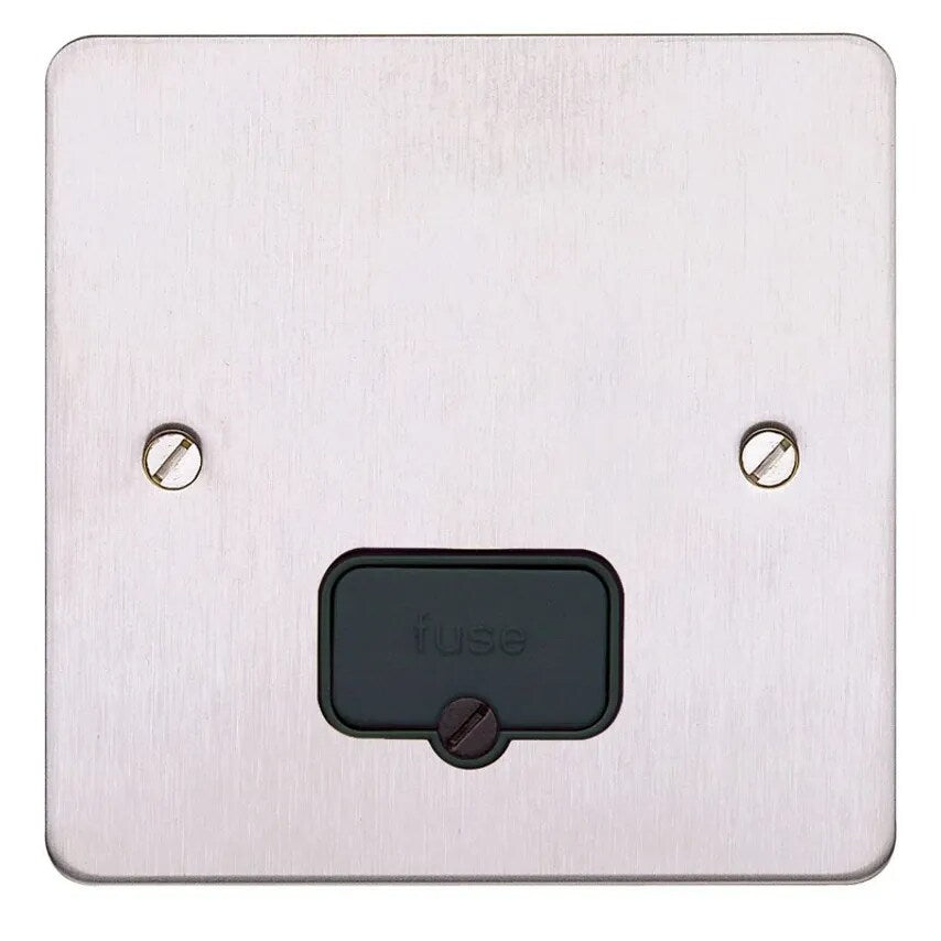 Connect Unit Unswitched FSD 13A Brushed Stainless Steel Black Inserts