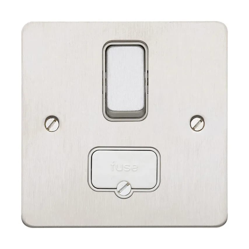 Connection Unit DP Switch Fused 13A Brushed SS White Inserts