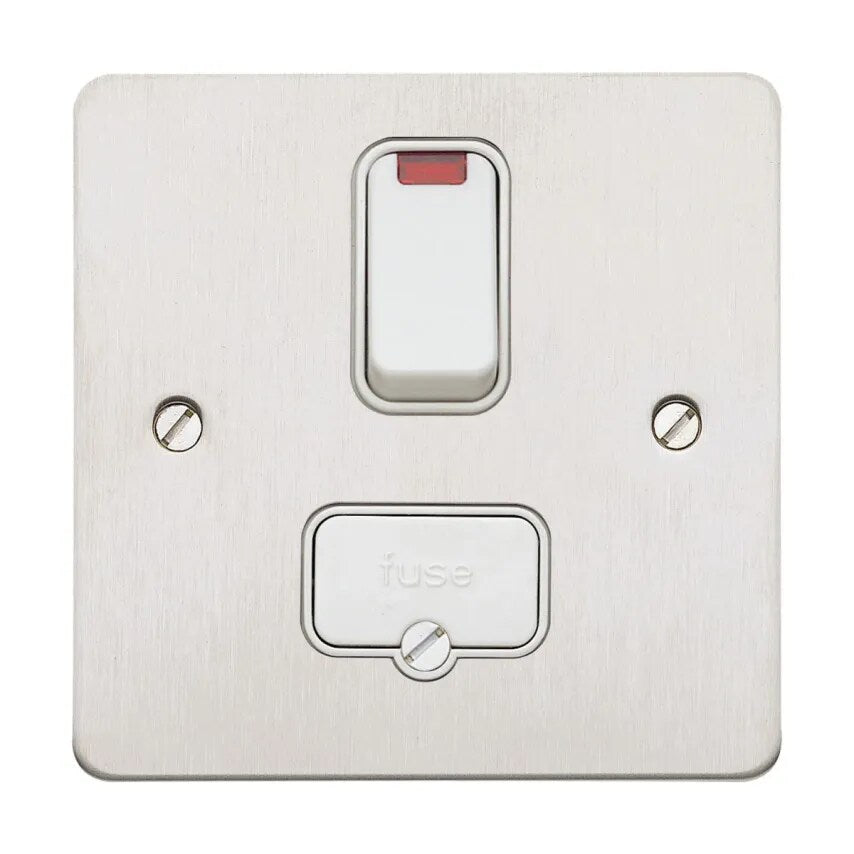 Connection Unit DP Switch Fused Neon 13A Brushed SS Whites