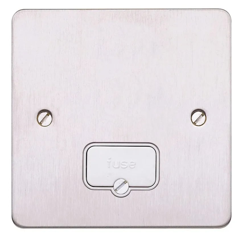 Connection Unit UnSwitch Fused 13A Brushed SS White Inserts
