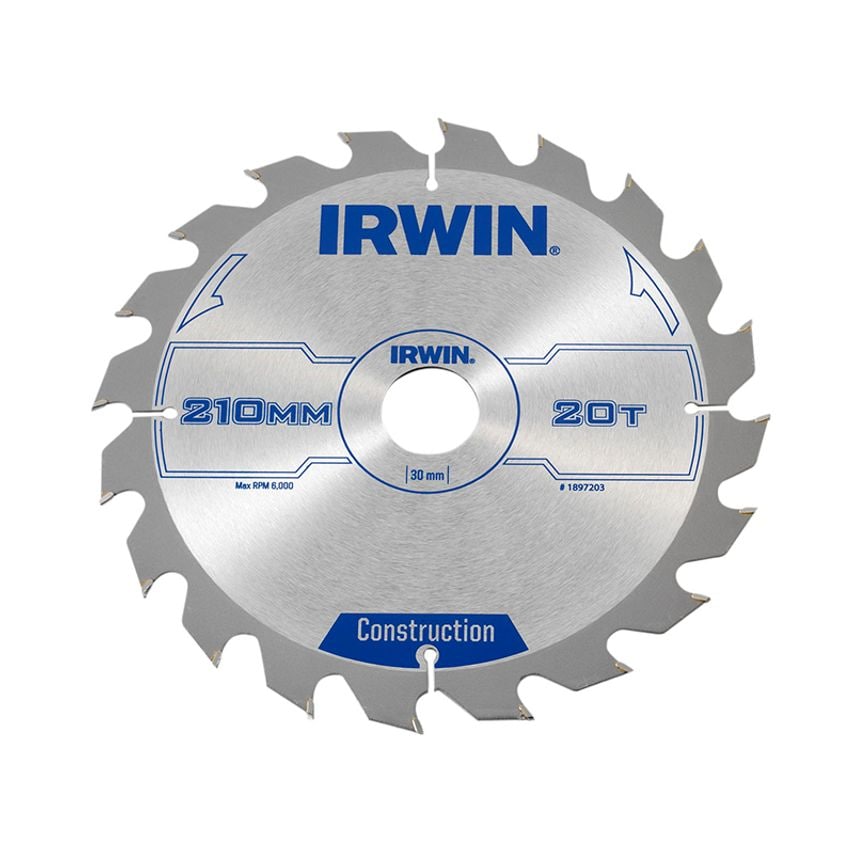 Construction Circular Saw Blade 210 x 30mm x 20T ATB IRW1897203