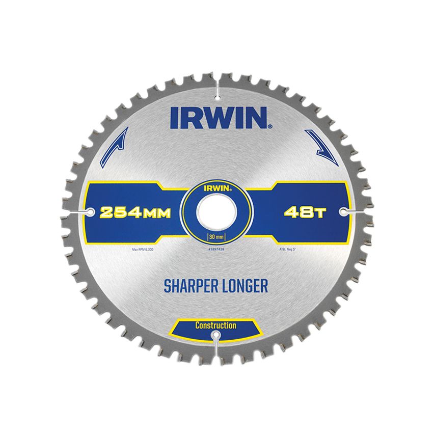 Construction Mitre Circular Saw Blade 254 x 30mm x 48T ATB/Neg IRW1897428