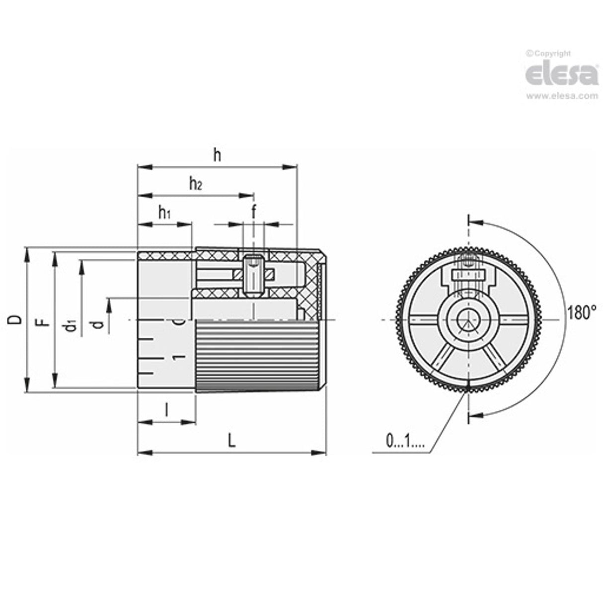 Control knurled knob-IZP.30 N-8+GS-10/20
