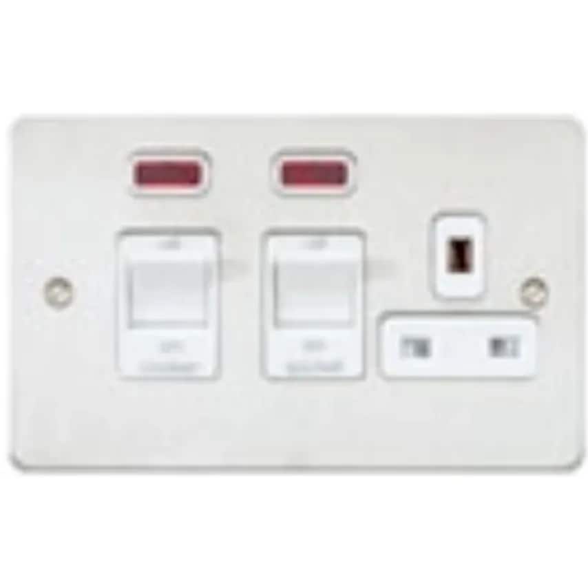 Cooker Control Switch DP Main Switch and socket Neon 45A White White Inser